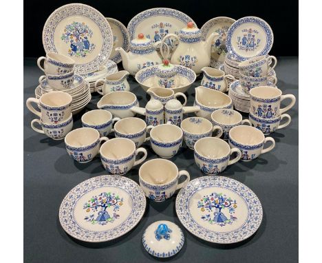 A Johnson Bros. Hearts and Flowers pattern dinner and tea service; others similar, qty 