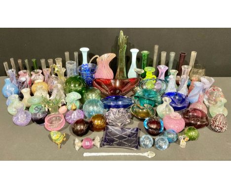 Art Glass - a Mdina compressed ovoid vase; an Avondale conical bottle vase; Caithness vases; Murano type dishes; a Holmegaard