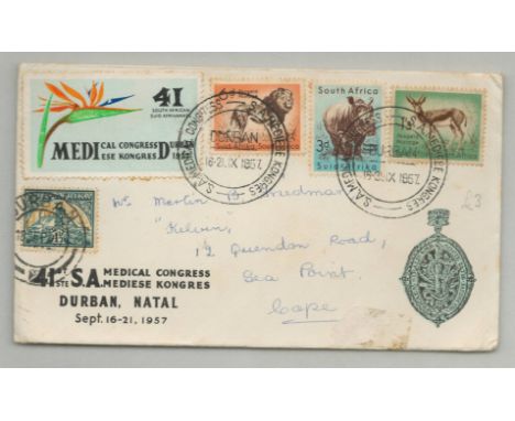 1957 SOUTH AFRICA FIRST DAY COVER - 41ST MEDICAL CONGRESS DURBAN NATAL&nbsp;