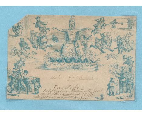 A FRONT ONLY OF JOHN LEECH'S ANTI-GRAHAM DESIGN WITH A CONTEMPORARY MANUSCRIPT NOTE 1844&nbsp;
ANTI-GRAHAM ENVELOPE - SIR JAS