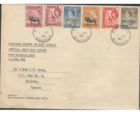 1954 POSTAGE STAMPS OF EAST AFRICA - OFFICIAL FIRST DAY COVER - UGANDA