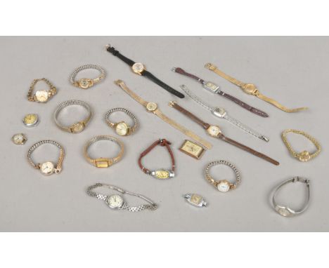 A quantity of vintage ladies manual wristwatches mostly bracelet examples including Swiss Empress, Ingersoll, Sekonda, Luxor 
