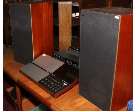 A Bang & Olufsen Beocord 6000 tape cassette player along with a pair of Bang & Olufsen 4700 Beovox speakers and a Realistic 1