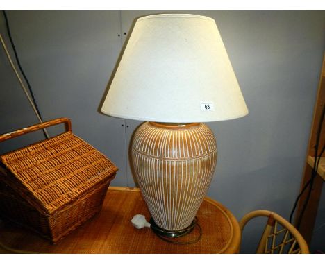 A pottery table lamp