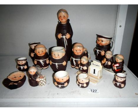 A quantity of Goebel 'Monks', cruet set, tray & jugs etc (15 pieces) some A/F