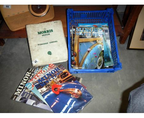 A collection of Morris Minor ephemera including workshop manual