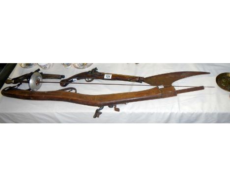 3 weapon props consisting of 2 pistols, a Nordic weapon & a fencing foil