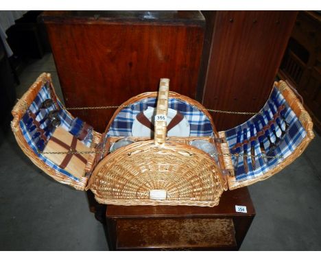 An arched picnic hamper, complete & unused