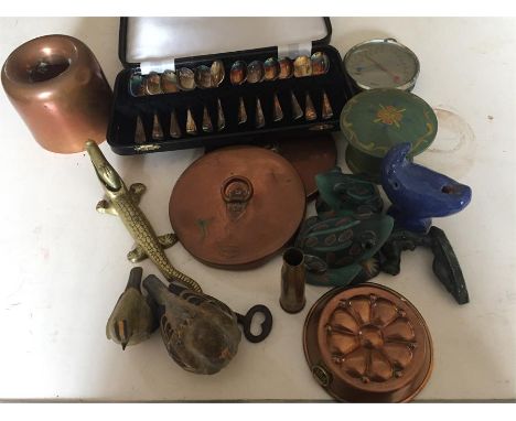 Miscellaneous lot inc Copper jelly Mold, Temperature Gauge, Nutcracker etc...