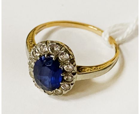 GOLD DIAMOND &amp; SAPPHIRE RING - SIZE N