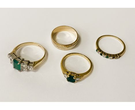 FOUR GOLD RING - MOSTLY 9CT