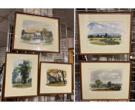 S.E WILKINSON (A.R.C.A) BISHOP MIONKTON NORTH YORKSHIRE ''HOVINGHAM CHURCH 1976 WATERCOLOUR 16CMS X 25CMS &amp; 27CMS X 35CM