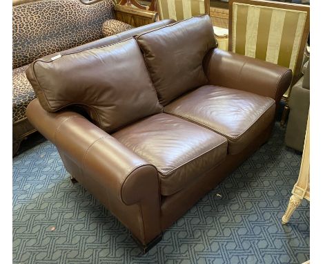 BROWN LEATHER TWO SEATER SOFA - MULTIYORK