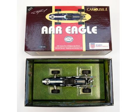 Carousel1: A 1:18 Scale Model of an AAR Eagle 1967 Grand Prix of Belgium-Spa Winner #36 Dan Gurney Eagle / Gurney-Weslake V-1