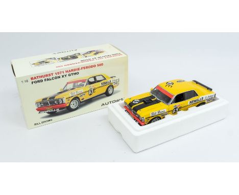 Autoart: A 1:18 Scale Model of a Ford Falcon XY GTHO 1971 Bill Brown #63E, Manufacturer Autoart. Boxed. Reference No. 87112. 