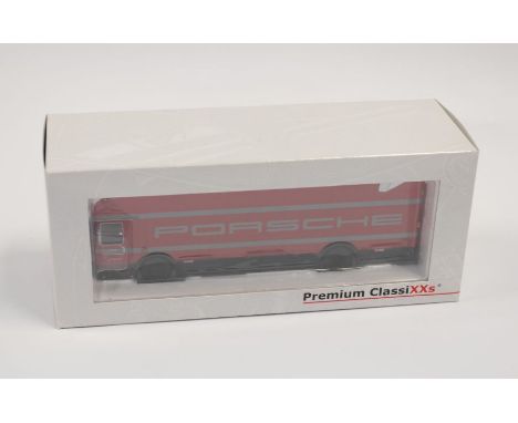 Premium Classixxs: A 1:43 Scale Model of a Porsche Racing Transporter, Manufacturer Premium Classixxs. Boxed. Reference No. 1