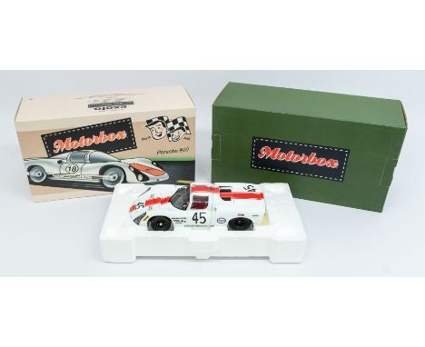 Exoto: A 1:18 Scale Model of a Motorbox Porsche 910 #45, Manufacturer Exoto. Boxed. Contents appear in a very good condition,