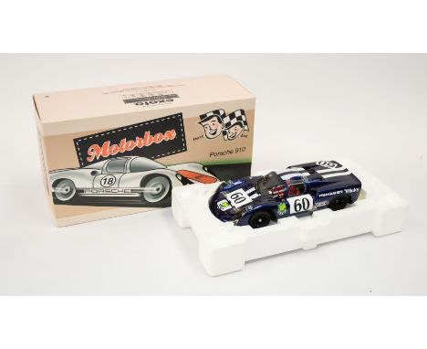 Exoto: A 1:18 Scale Model of a Motorbox Porsche 910 BP #60, Manufacturer Exoto. Boxed. Reference No. MTB00065C. Contents appe