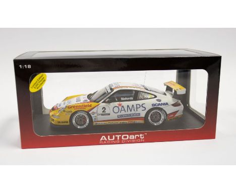 Autoart: A 1:18 Scale Model of a Porsche 997 GT3 Australian Carrera Cup 2006 Jim Richards, Limited Edition of 2000, Manufactu