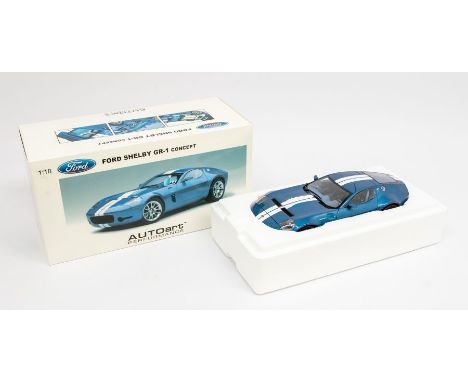 Autoart: A 1:18 Scale Model of a Ford Shelby GR-1 Concept (Guardsman Blue/White Stripes), Limited Edition 2088 of 3000, Manuf