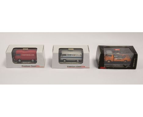 Diecast: A collection of three 1:43 Scale Models, Manufacturer Premium Classixxs and Schuco. Boxed. Reference No's. Schuco 03