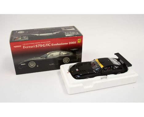 Kyosho: A 1:18 Scale Model of a Ferrari 575GTC Evoluzione 2005 (Black), Manufacturer Kyosho. Boxed. Reference No. 08392A. Con