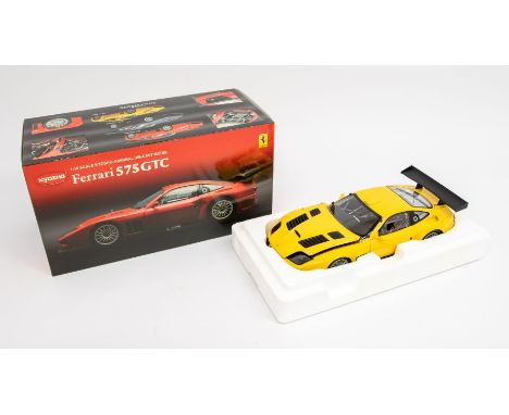 Kyosho: A 1:18 Scale Model of a Ferrari 575GTC 2004 (Yellow), Manufacturer Kyosho. Boxed. Reference No. 08391C. Contents appe