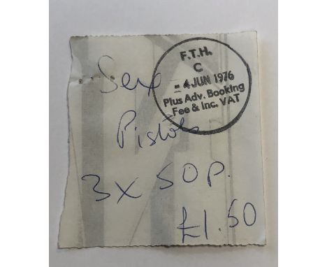 SEX PISTOLS FREE TRADE HALL TICKET.  Incredibly rare ticket stub for their fabled performance at Manchester's Free Trade Hall