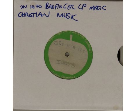 IVEYS - GIVE IT A TRY - APPLE 7" ACETATE.  Another fantastic piece of Badfinger history with this 7" Apple 'Custom Recording'