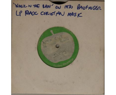 IVEYS - WALK OUT IN THE RAIN - APPLE 7" ACETATE.  Unlikely to see again single sided 7" Apple 'Custom Recording' acetate from