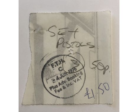 SEX PISTOLS FREE TRADE HALL TICKET.  Incredibly rare ticket stub for their fabled performance at Manchester's Free Trade Hall