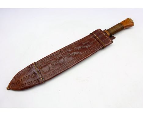 'Steamer' Machete by Robert Mole &amp; Sons, Birmingham, with wire bound wood grip embossed leather scabbard inscribed Trinid