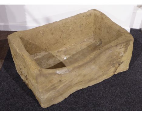 Large deep rectangular stone trough/planter, 94cm x 57cm, H42cm