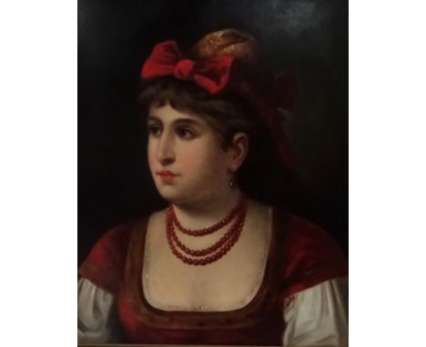 Riche (Continental early 20th century): Portrait of a Young Woman, oil on panel signed 52cm x 41cm  