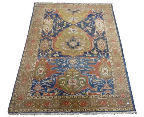 Persian Ziegler rug carpet, stylised floral design on abrash light blue field, 356cm x 270cm Condition Report & Further Detai