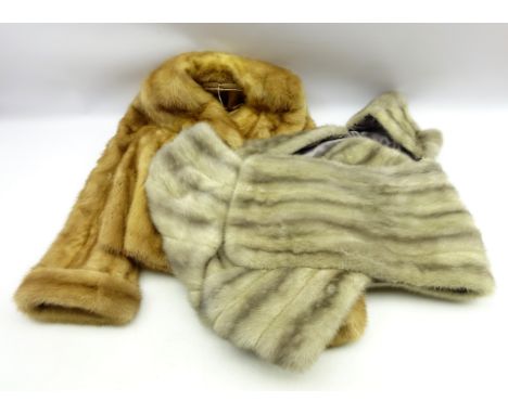 Vintage Mink fur short jacket and a grey mink fur shawl (2) Condition Report & Further Details No smell to the fur, some wear
