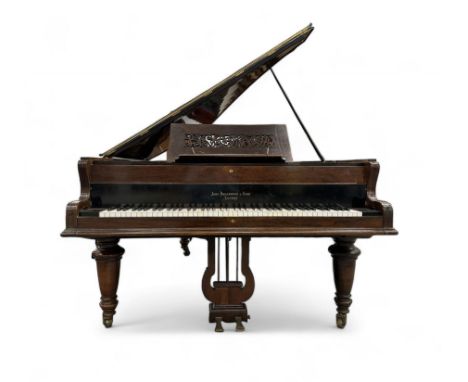 John Broadwood & Sons London - 19th century rosewood grand piano serial  No 47356 (1900-1910) overstrung cast iron frame with