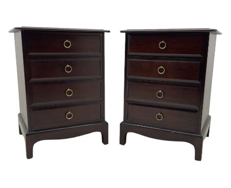 Stag Minstrel - pair of mahogany four drawer pedestal bedside lamp chests, on bracket feetDimensions: Height:&nbsp;72cm&nbsp;