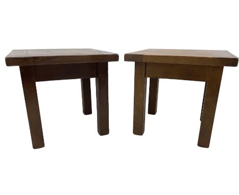 John Lewis - 'Bergerac' oak lamp tables, square plank top over straight square supportsDimensions: Height:&nbsp;55cm&nbsp; Le