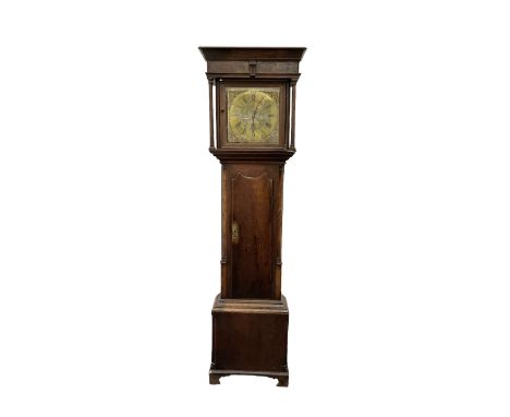 William Whipp of Rochdale - 30hr oak longcase clock c1790 with a flat topped pediment and blind frieze beneath, square hood d
