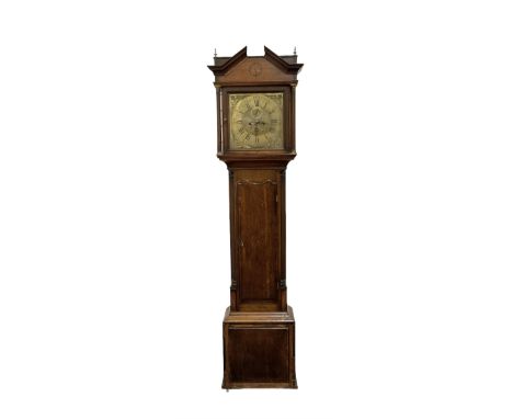 Thomas Gaskell of Knutsford - George III eight day oak longcase clock, with an architectural pediment and circular inlay, squ