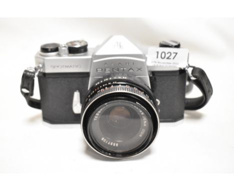 An Asahi Pentax SP Spotmatic camera No3590471 with Carl Zeiss Jena Tessar 2,8/50 lens No9537108