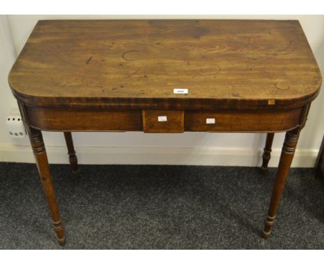 A Victorian mahogany card table, tapering legs c.1860