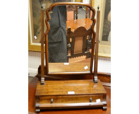A 19th century mahogany dressing mirror, drawer to base, bracket feet