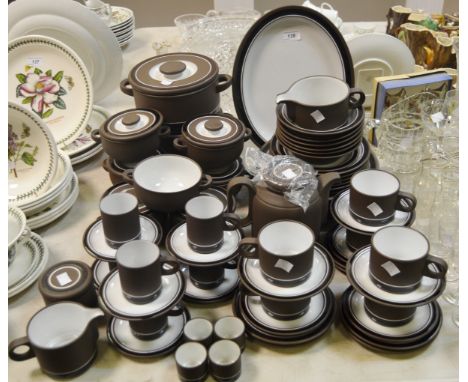 A Hornsea contrast 1978 pattern dinner, tea and coffee service comprising of six dinner plates, bowls, tureen and covers, pre