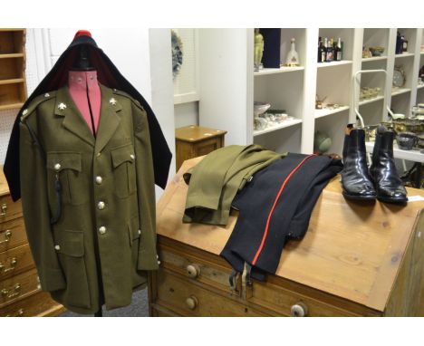 Military Interest - a dress uniform for Worcester Sherwood Foresters regiment, including boots , (size 9 )with spurs; a Major