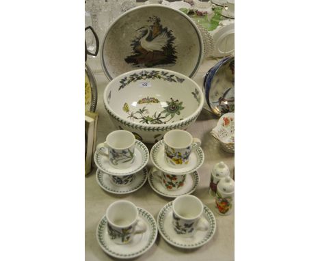 Portmeirion - Little Egret bowl; The Botanic Garden bowl, printed with Passion flowers and Butterflies;coffee cups and saucer