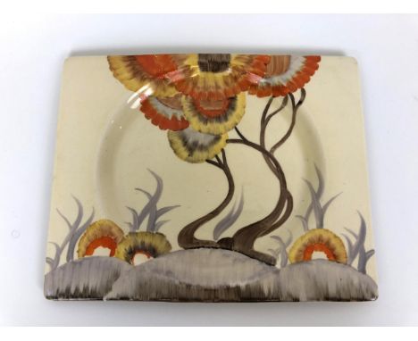 A Clarice Cliff Bizarre plate, 28 x 20 cm 