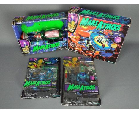Trendmasters, Mars Attacks - Two boxed Mars Attacks toys with two carded Mars Attacks action figures. Lot includes Martian Br