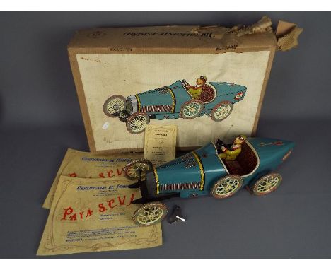 Paya - A boxed tinplate Paya model #970 Limited Edition Bugatti no.796 of 5000 produced. The reproduction model measuring app
